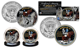 APOLLO 11 50th Anniversary Man on Moon U.S. JFK Kennedy Half Dollar 2-Coin Set - £12.99 GBP