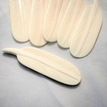 4 Inch Bone Feather Focal Bead, Hand Carved, 10cm Cream White - $6.50