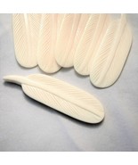 4 Inch Bone Feather Focal Bead, Hand Carved, 10cm Cream White - £5.07 GBP