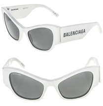 Balenciaga Max Cat 0259 White 007 Fashion Logo Bold Chunky Sunglasses BB0259 - £341.16 GBP