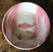 Vtg Syracuse China USA Restaurant Airbrushed Fish Pink White Fruit Sauce Bowl - £11.87 GBP