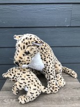 20” T.L. TOYS Mama Leopard &amp; Cub Plush Jungle Cats Stuffed Animals Vtg Realistic - £56.42 GBP
