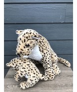 20” T.L. TOYS Mama Leopard &amp; Cub Plush Jungle Cats Stuffed Animals Vtg R... - £56.17 GBP