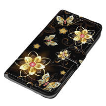 Anymob iPhone Case Fashion Magnetic Flip Gold Flowers Painting Leather Cover - £21.50 GBP