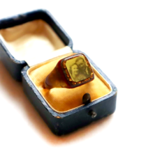 Vintage 30s 40s Celluloid Prison Mourning Ring Sweethearts Photo WWII Era Sz 10 - £151.85 GBP