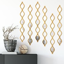 Set of 6 Bohemian Gold-Edged Acrylic Teardrop Mirrors for Home Decor - £86.32 GBP