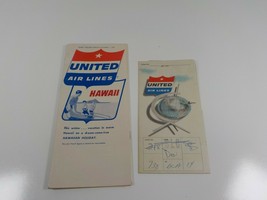 Vintage 1958 United Airlines Hawaii Timetable and First Class Ticket Stub - £15.60 GBP