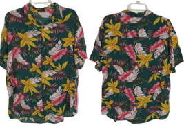 Coofandy Men&#39;s Teal Floral Button Up Hawaiian Shirt Size Large - £15.61 GBP
