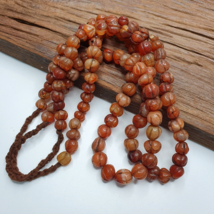 2 Strands Himalayan Tibetan Carnelian Carved Agate Melon Shape Beaded Ne... - $1,386.74 MXN