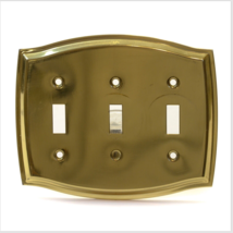 Vintage Brass Plated Gold Triple Switch Plate Cover Electric - £9.31 GBP