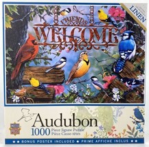 Master Pieces Jigsaw Puzzle 1000 Linen Pieces Audubon Perched Birds Welc... - $31.33