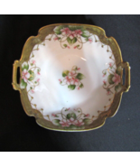 Vintage Nippon Pink Green Floral Bowl Hand Painted W/Gold Raised Paint 7&quot; - €57,74 EUR