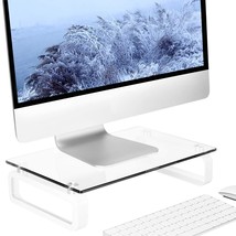 Clear Computer Monitor Stand Riser Multi Media Desktop Stand For Flat Sc... - £32.25 GBP