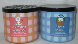 Bath &amp; Body Works 3-wick Candle Lot of 2 Somebunny Loves You Happy Easter fruity - £51.41 GBP