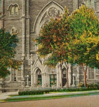 1940 St Mary&#39;s Catholic Church Massillon Ohio Linen Postcard Entrance St... - £13.62 GBP