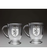 Lawler Irish Coat of Arms Glass Coffee Mugs - Set of 2 - £26.25 GBP