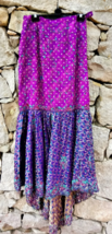 Vintage Indian Long Skirt Lehenga High Waist 90s Sequin Purple Blue Boho Small - £61.86 GBP
