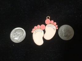 Baby Footprint Girl Enamel Bangle charm - Necklace Pendant Charm C32 Girl - $15.95