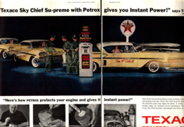 Vintage 1958 Texaco gas station print ad 2 pages 10 INSTANT POWER TOM Mc... - £19.27 GBP