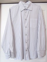 CALVIN KLEIN Dress Shirt Striped 100% Cotton Regular Fit Men&#39;s Size XL - £18.79 GBP