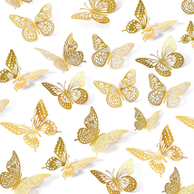 3D Butterfly Wall Decor 48 Pcs 4 Styles 3 Sizes, Gold Butterfly Decorations for - $10.39