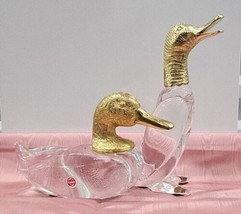 RARE VTG Frederick Cooper of Chicago Brass &amp; Murano Art Glass MCM Duck Figurines - £395.67 GBP