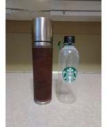 2003 Starbucks Coffee Bullet Thermos 16 oz Brown Leather &amp; Vintage Water... - €20,14 EUR