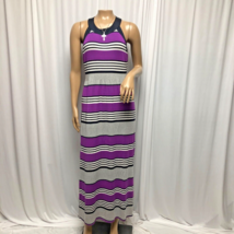 ana Maxi Dress Size Medium Purple Black Gray Sleeveless Casual Comfy Party - £18.88 GBP