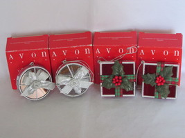 Avon All Wrapped Up for Christmas Mirrored Ornaments , 2 Silver, 2 Red, Boxes - $15.99
