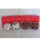 Avon All Wrapped Up for Christmas Mirrored Ornaments , 2 Silver, 2 Red, ... - £12.82 GBP