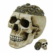 Steampunk Ion Day of The Dead Ossuary Evil Grinning Skull Decorative Stash Box - £29.80 GBP