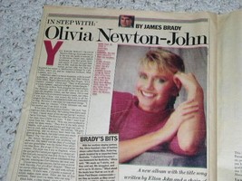 Olivia Newton John Parade Newspaper Supplement Vintage 1988 - £19.57 GBP