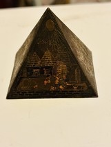 Vintage  1980’s Black &amp; Gold Tin Egyptian pyramid Paperweight - £27.32 GBP