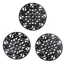 Trademark Innovations Set of 3 Decorative Cast Iron Metal Trivets (Black) - £47.80 GBP