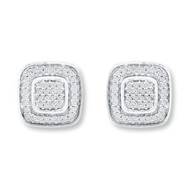 0.25Ct Rond Imitation Diamant 14k Plaqué or Blanc Carré Boucles D&#39;Oreilles - £135.18 GBP