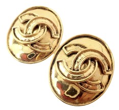 Rare! Vintage Chanel Paris France Logo Earrings 1994 Spring Collection - £1,682.71 GBP