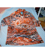 Striking Hawaiian Orange, Black, Brown, White Surfer, Waves Shirt-Kai-Si... - $561.60 MXN