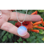 Very Beautiful Opalite Full Moon Necklace, 925 Silver Overlay, Handmade - £12.58 GBP