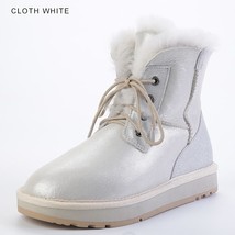 Sheepskin leather natural sheep wool fur lined casual ankle winter snow boots for women thumb200