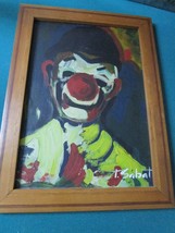 Original Oil Painting Clown by T. Sabat 12 X 16 Framed - $104.85