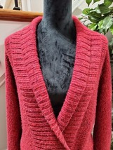 Jones Newyork Women&#39;s Red Ramie &amp; Acrylic Long Sleeve Cardigan Sweater S... - £21.86 GBP