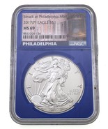 2017-(P) S$1 Silver American Eagle Graded by NGC as MS-69 Blue Holder - $74.25