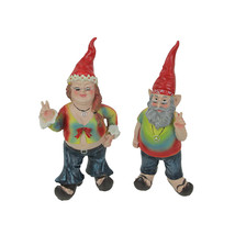 Gnancy and Gnarley Pair of Hippie Garden Gnome Statues 8.25 Inches High - £28.67 GBP