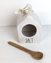 Rae Dunn Magenta Artisan Ceramic Bird House Salt Holder With Tag &amp; Wooden Spoon  - £11.73 GBP