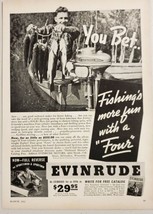1941 Print Ad Evinrude 4-Cylinder Zephyr Outboard Motors Stringer of Bass - £12.07 GBP