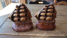 Vintage USS CONSTITUTION Old Ironsides Tall Sailing Ship Nautical Bookends - £70.17 GBP