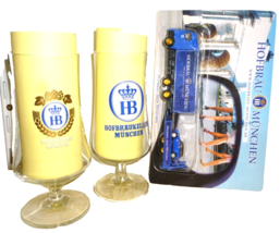 2 Hofbrauhaus &amp; Hofbraukeller Munich 0.4L German Beer Glasses &amp; Model Truck - £15.60 GBP