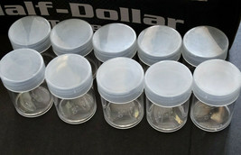 Lot of 10 BCW Half Dollar Round Clear Plastic Coin Storage Tubes Screw On Caps - £10.11 GBP