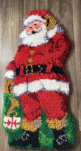 Completed Latch Hook Rug Wall Hanging Christmas Holiday Santa - $24.99