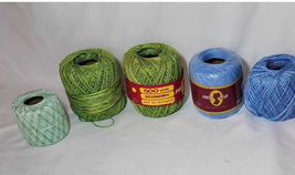 5 Skeins Of Crochet Thread South Maid Clarks Green Blue New 1950 Yds Total - £13.23 GBP